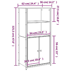 vidaXL Buffet haut chêne fumé 62x36x121,5 cm bois d'ingénierie pas cher