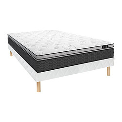 Vente-Unique Ensemble 160 x 200 cm sommier + matelas ressorts ensachés et surmatelas intégré ép.30cm - GAMIANI de YSMÉE 