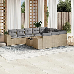 Maison Chic Salon de jardin 11 pcs avec coussins, Ensemble Tables et chaises d'extérieur beige résine tressée -GKD602335