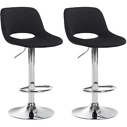 Decoshop26 Tabourets de bar chaises haute x2 avec repose-pieds en velours noir piètement métallique chromé 10_0004078 