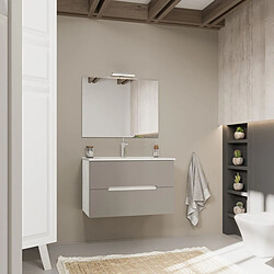 Kiamami Valentina MEUBLE DE SALLE DE BAIN BICOLORE 80CM CHÊNE BLANC, 2 TIROIRS GRIS | MAGNOLIA 