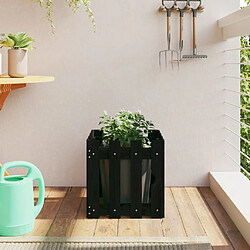 Maison Chic Jardinière,Bac à fleurs - pot de fleur avec design de clôture noir 40x40x40 cm pin massif -GKD90961