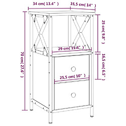 vidaXL Table de chevet sonoma gris 34x35,5x70 cm bois d'ingénierie pas cher