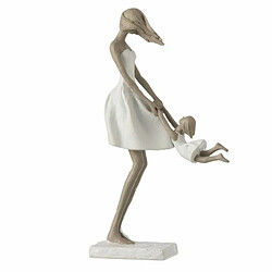 Paris Prix Statuette Déco Mère avec sa Fille 31cm Blanc