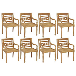 Avis Maison Chic Lot de 8 Chaises Batavia avec coussins | chaises Relax d'extérieur Bois de teck solide -GKD18646