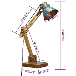 vidaXL Lampe de bureau industrielle Multicolore Ronde 23x18x95 cm E27 pas cher