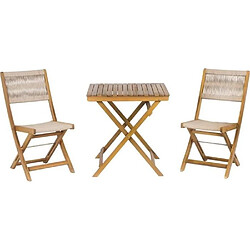 Beau Rivage Set Bistrot - Pliable - 2 personnes - En bois d'acacia - BARI - FSC et corde écru