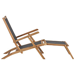 vidaXL Chaise de terrasse avec repose-pied Bois de teck solide Noir