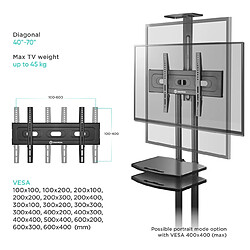 ONKRON Support TV Mobile sur Roulettes pour 40" - 70" TVs, Chariot TV Support Roulant Poids jusqu'à 45,5 kg - Meuble TV Sur Roulettes VESA 100x100 - VESA 600x400 mm/Support TV Roulettes TS1552-B Noir