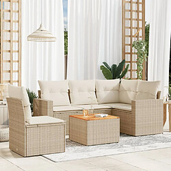 vidaXL Salon de jardin avec coussins 6 pcs beige résine tressée