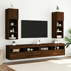 Avis Maison Chic Meuble TV avec lumières LED, Banc TV pour salon, Meuble de rangement chêne marron 30,5x30x90 cm -GKD60511