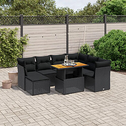 vidaXL Salon de jardin 8 pcs avec coussins noir résine tressée 