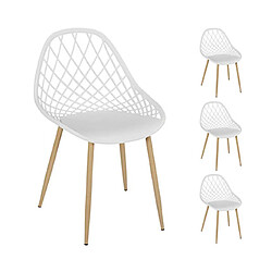 Mes Lot de 4 chaises de jardin 51x57x80 cm blanc et naturel - MALLY