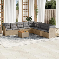 Maison Chic Salon de jardin avec coussins 10 pcs | Ensemble de Table et chaises | Mobilier d'Extérieur beige résine tressée -GKD68154