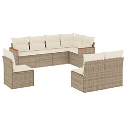 vidaXL Salon de jardin avec coussins 8 pcs beige résine tressée