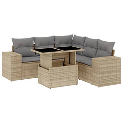 vidaXL Salon de jardin avec coussins 6 pcs beige résine tressée