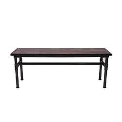 Mendler Banc HWC-H10b, salle à manger, bois d'orme, design industriel,120x35cm,certifié MVG~ noir-marron