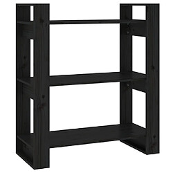 vidaXL Bibliothèque/Séparateur de pièce Noir 80x35x91 cm Pin solide