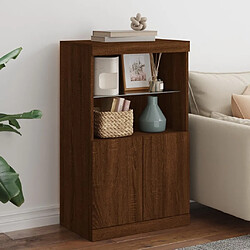 Maison Chic Commode Buffet - Meuble de rangement avec lumières LED chêne marron 60,5x37x100 cm -GKD41419