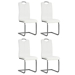 Maison Chic Lot de 4 Chaises à manger cantilever,Chaises de cuisine style scandinave - blanc similicuir -MN64302