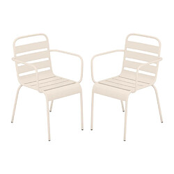 Vente-Unique Lot de 2 fauteuils de jardin empilables en métal - Beige - MIRMANDE de MYLIA