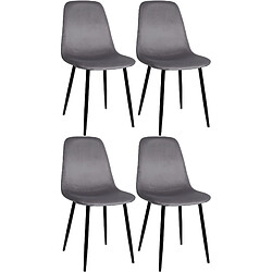 Decoshop26 Lot de 4 chaises de salle à manger design simple avec pieds en métal noir et assise en tissu gris foncé 10_0001829 