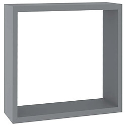 vidaXL Étagères murales sous forme de cube 3 pcs Gris MDF pas cher