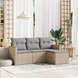 vidaXL Salon de jardin avec coussins 4pcs mélange beige résine tressée 