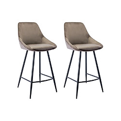 Vente-Unique Lot de 2 tabourets de bar - Velours - Taupe - MASURIE 