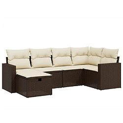 vidaXL Salon de jardin avec coussins 6 pcs marron résine tressée