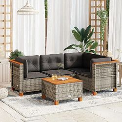 vidaXL Salon de jardin 5 pcs avec coussins gris résine tressée 