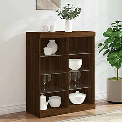 Maison Chic Commode Buffet - Meuble de rangement avec lumières LED chêne marron 81x37x100 cm -GKD57544