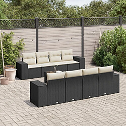 Maison Chic Ensemble Tables et chaises d'extérieur 9 pcs avec coussins,Salon de jardin noir résine tressée -GKD373204