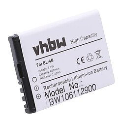 vhbw Li-Ion batterie 600mAh (3.7V) pour Smartphone, téléphone, portable Nokia 7070 Prism, 7088, 7360, 7370, 7373, 7500, 7500 Prism comme BL-4B, BL-4BA 