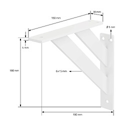 ML-Design 8x Équerres étagère mural support d'angle en aluminium blanc robuste 180x180 mm pas cher