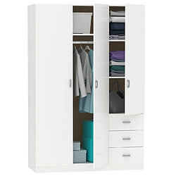 Pegane Armoire placard / meuble de rangement coloris blanc - Hauteur 180 x Longueur 120 x Profondeur 50 cm