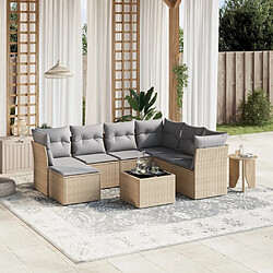 vidaXL Salon de jardin avec coussins 8pcs mélange beige résine tressée 