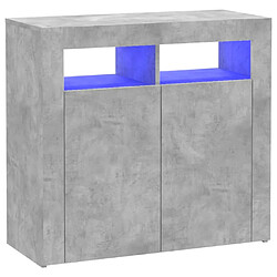 Maison Chic Buffet commode,console avec lumières LED pour rangement gris béton 80x35x75 cm -MN10807