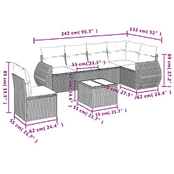 Avis vidaXL Salon de jardin avec coussins 7 pcs gris clair résine tressée