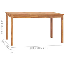 vidaXL Table à dîner de jardin 140x80x77 cm Bois de teck solide pas cher