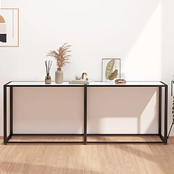 vidaXL Table console Marbre blanc 200x35x75,5 cm Verre trempé