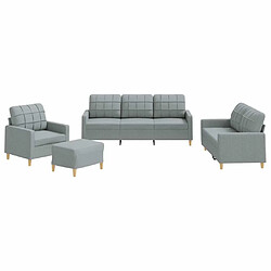 Maison Chic Ensemble de canapés 4 pcs avec coussins, Canapé droit Sofa pour Salon Gris clair Tissu -GKD980274