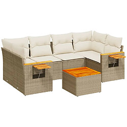 Maison Chic Salon de jardin avec coussins 7 pcs | Ensemble de Table et chaises | Mobilier d'Extérieur beige résine tressée -GKD36922