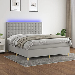 vidaXL Sommier à lattes de lit et matelas et LED Gris clair 180x200 cm