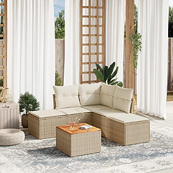 vidaXL Salon de jardin avec coussins 6 pcs beige résine tressée 