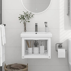 vidaXL Cadre de lavabo de salle de bain mural Blanc 40x38x31 cm Fer 