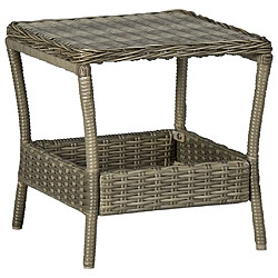 vidaXL Table de jardin Marron 45x45x46,5 cm Résine tressée