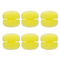 pack de 6pcs haute-élastique éponge cheveux bigoudi rouleaux de rouleau cheveux curling bun jaune bigoudi de mousse