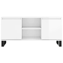 Maison Chic Meuble TV scandinave - Banc TV pour salon blanc brillant 104x35x50 cm bois d'ingénierie -MN42243 pas cher