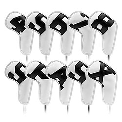 10x Golf Iron Headcover PU Club Covers Wedges Protecter Noir Sur Blanc